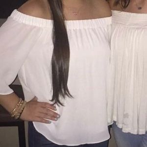 Naked zebra off the shoulder top